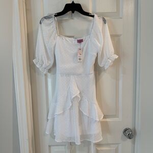 🤍 Francesca’s White Ruffle Dress (NEW with Tags!) 🤍